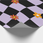 Groovy Daisy Floral Checkerboard, Y2K 90s Wrappin Cadeaupapier (Hoek)