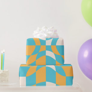 Groovy Daisy Floral Checkerboard, Y2K 90s Wrappin Cadeaupapier