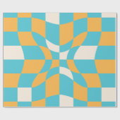 Groovy Daisy Floral Checkerboard, Y2K 90s Wrappin Cadeaupapier (Vlak)