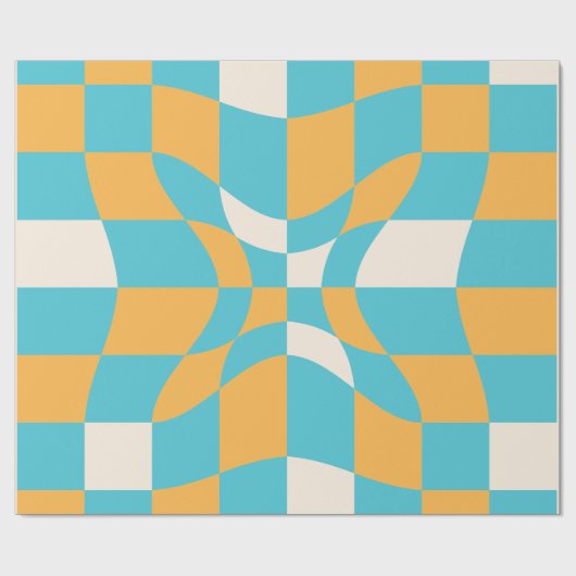 Groovy Daisy Floral Checkerboard, Y2K 90s Wrappin Cadeaupapier (Vlak)