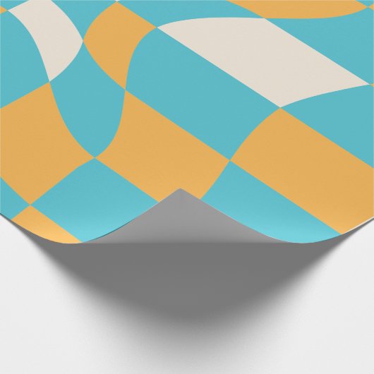 Groovy Daisy Floral Checkerboard, Y2K 90s Wrappin Cadeaupapier (Hoek)