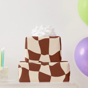 Groovy Daisy Floral Checkerboard, Y2K 90s Wrappin Cadeaupapier