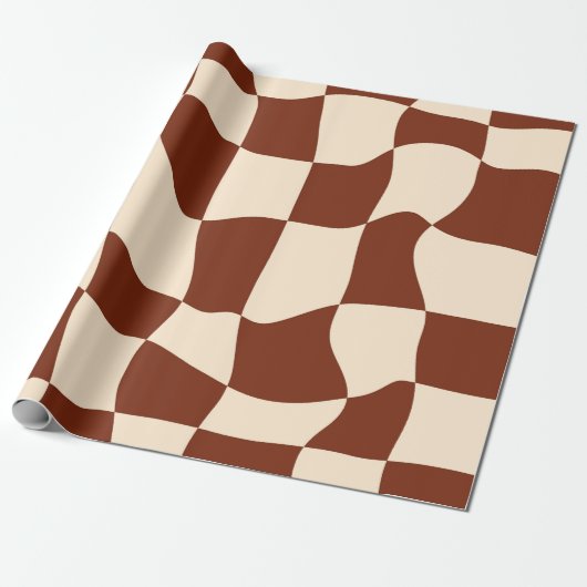 Groovy Daisy Floral Checkerboard, Y2K 90s Wrappin Cadeaupapier (Uitgerold)