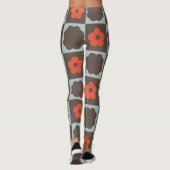 Groovy Daisy Floral Heart Checkerboard, Y2K 90s Leggings (Achterkant)