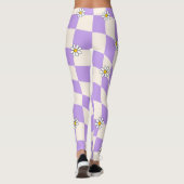 Groovy Daisy Floral Heart Checkerboard, Y2K 90s Leggings (Achterkant)