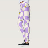 Groovy Daisy Floral Heart Checkerboard, Y2K 90s Leggings (Links)