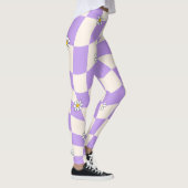 Groovy Daisy Floral Heart Checkerboard, Y2K 90s Leggings (Rechts)
