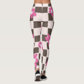 Groovy Daisy Floral Heart Checkerboard, Y2K 90s Leggings (Achterkant)