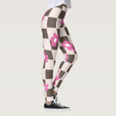 Groovy Daisy Floral Heart Checkerboard, Y2K 90s Leggings (Rechts)