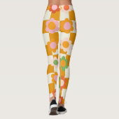 Groovy Daisy Floral Heart Checkerboard, Y2K 90s Leggings (Achterkant)