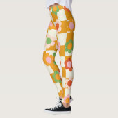 Groovy Daisy Floral Heart Checkerboard, Y2K 90s Leggings (Links)
