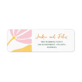 Groovy daisy floral roze & yellow bruiloft etiket (Voorkant)