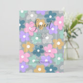 Groovy Daisy Flowers Grey Retro Boho Floral Kaart (Staand voorkant)