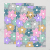 Groovy Daisy Flowers Grey Retro Boho Floral Kaart (Voorkant / Achterkant)