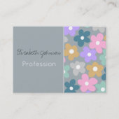 Groovy Daisy Flowers Grey Retro Boho Floral Visitekaartje (Voorkant)