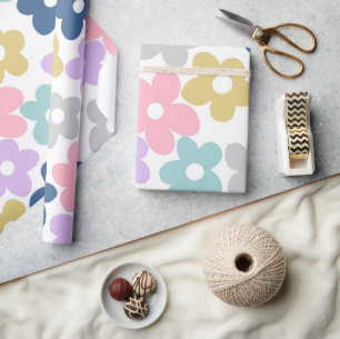 Groovy Daisy Flowers Retro Boho Floral Cadeaupapier