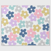 Groovy Daisy Flowers Retro Boho Floral Cadeaupapier (Vlak)
