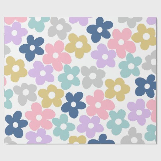 Groovy Daisy Flowers Retro Boho Floral Cadeaupapier (Vlak)