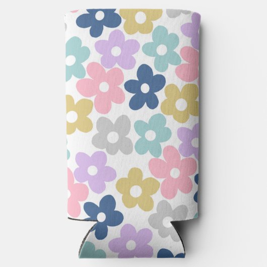 Groovy Daisy Flowers Retro Boho Floral Seltzer Blikjeskoeler (Achterkant)