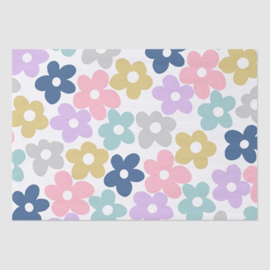 Groovy Daisy Flowers Retro Boho Floral Tissuepapier (Voorkant)
