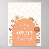 Groovy Daisy Girl Verjaardagsfeest Welkomstbord Poster (Voorkant)