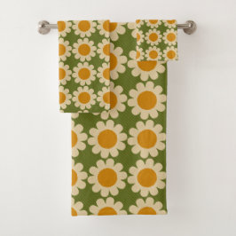 Groovy Daisy green en yellow Bad Handdoek