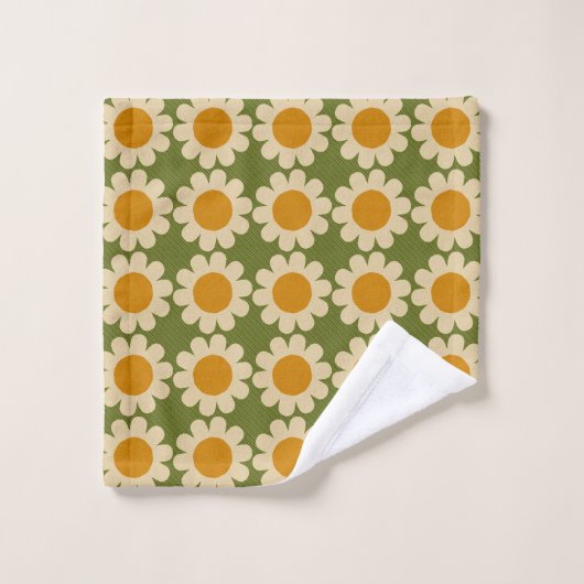 Groovy Daisy green en yellow Bad Handdoek (Wasdoekje)