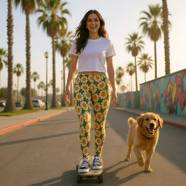 Groovy Daisy green en yellow Leggings