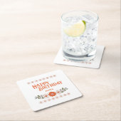 Groovy Daisy Hippie Flora Leaf Gelukkige Verjaarda Kartonnen Onderzetters (Insitu)