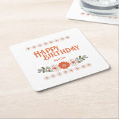 Groovy Daisy Hippie Flora Leaf Gelukkige Verjaarda Kartonnen Onderzetters (Schuin)