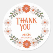 Groovy Daisy Hippie Flower & Leaf Sticker (Voorkant)