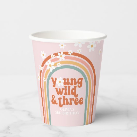 Groovy daisy hippie rainbow 3RD Papieren Bekers (Voorkant)