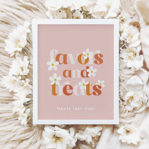 Groovy Daisy Modern Boho Verjaardagsgunsten & Trak Poster