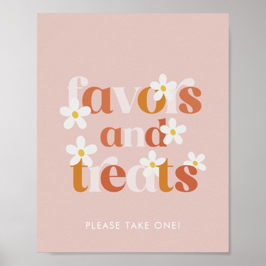 Groovy Daisy Modern Boho Verjaardagsgunsten & Trak Poster (Voorkant)