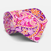 Groovy Daisy Paisley BoHo Watercolor - Fuchsia Stropdas (Opgerold)