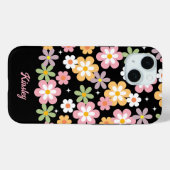 Groovy Daisy Pattern w / Naam Zwart Case-Mate iPhone Case (Achterkant (horizontaal))