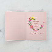 Groovy Daisy Pink Flower hart Valentijn Holiday Feestdagen Kaart (Binnen)