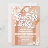Groovy Daisy Rainbow Birthday Invitation Kaart (Voorkant)