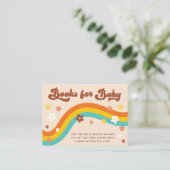 Groovy Daisy Rainbow Retro Boeken voor Baby shower Informatiekaartje (Staand voorkant)