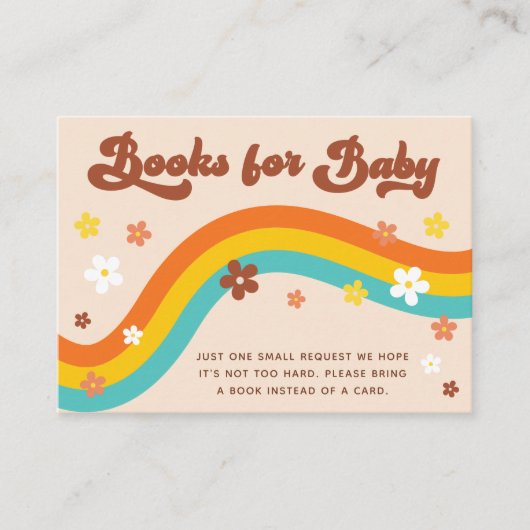 Groovy Daisy Rainbow Retro Boeken voor Baby shower Informatiekaartje (Voorkant)