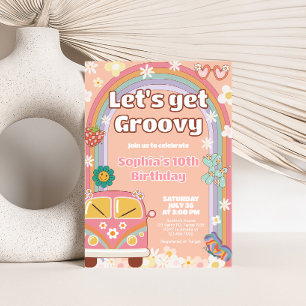 Groovy Daisy Rainbow verjaardagsfeestje Kaart