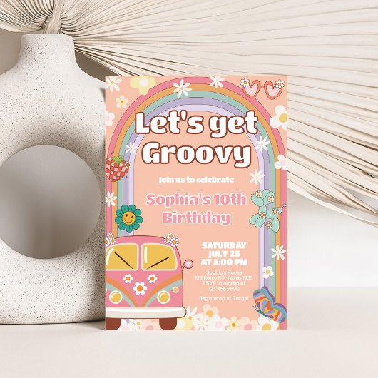 Groovy Daisy Rainbow verjaardagsfeestje Kaart