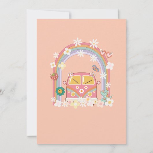 Groovy Daisy Rainbow verjaardagsfeestje Kaart (Achterkant)