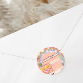 Groovy Daisy Rainbow verjaardagsfeestje Ronde Sticker
