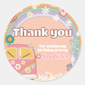 Groovy Daisy Rainbow verjaardagsfeestje Ronde Sticker (Voorkant)