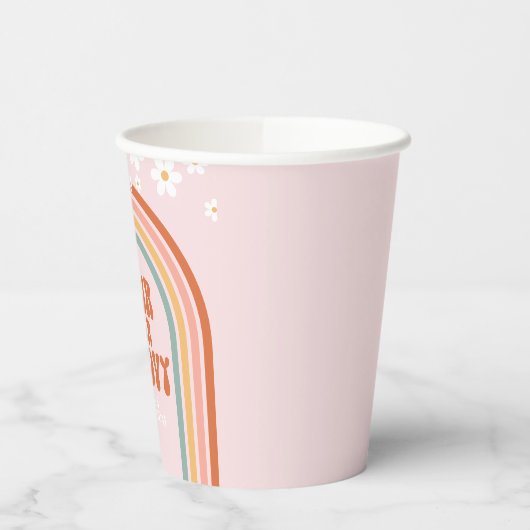 Groovy daisy rainbow - vierde verjaardag Papieren  Papieren Bekers (Links)