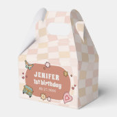 Groovy Daisy Retro 1e verjaardagsfeestje Bedankdoosjes (Achterkant)