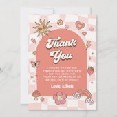 Groovy Daisy Retro 1e verjaardagsfeestje Bedankkaart (Voorkant)