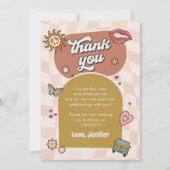 Groovy Daisy Retro 1e verjaardagsfeestje Bedankkaart (Voorkant)