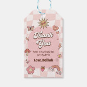 Groovy Daisy Retro 1e verjaardagsfeestje Cadeaulabel (Voorkant)